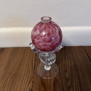 Vintage Perfume Bottle Marbled Pink Hand Blown Art Glass (No Stopper)